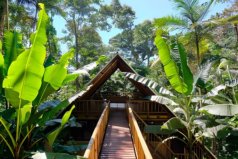 Casa na floresta com cachoeira na Aldeia Rizoma