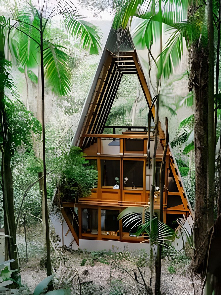 No topo das árvores, próximo à cachoeira