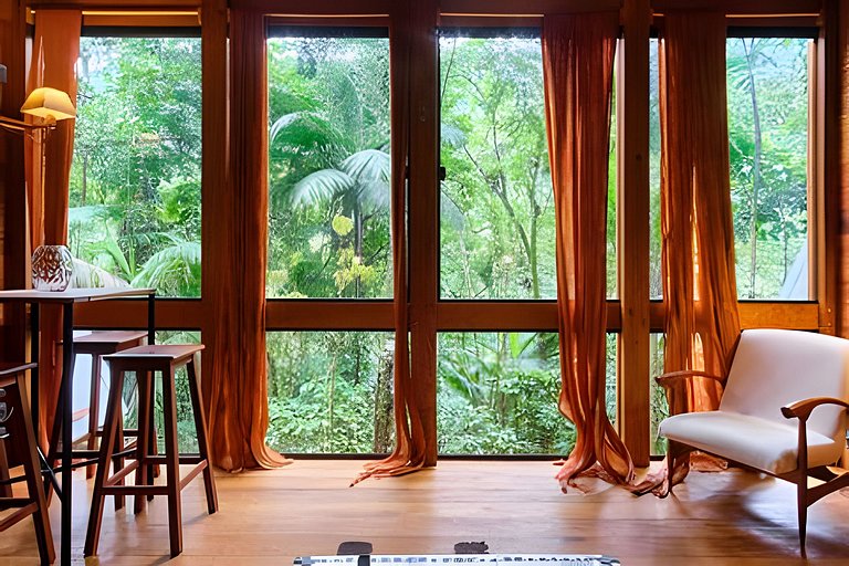 No topo das árvores na Aldeia Rizoma