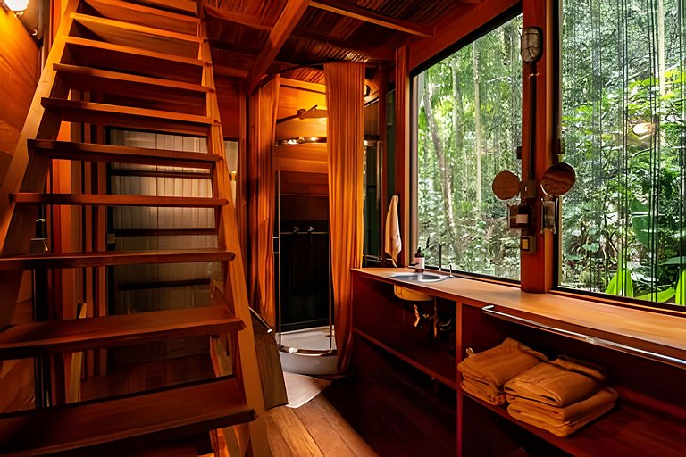 No topo das árvores na Aldeia Rizoma