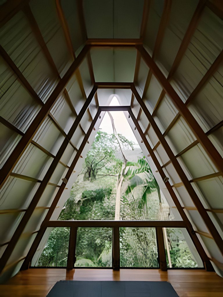 No topo das árvores, próximo à cachoeira