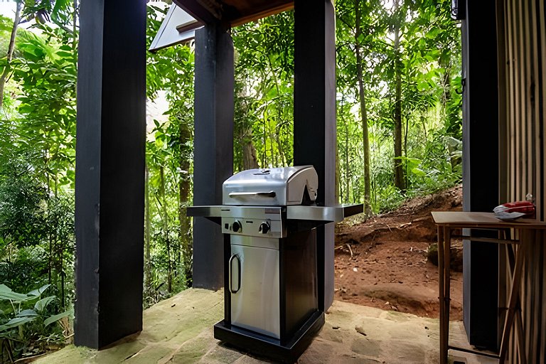 No topo das árvores, próximo à cachoeira