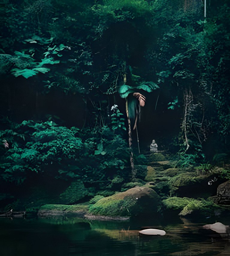 No topo das árvores, próximo à cachoeira