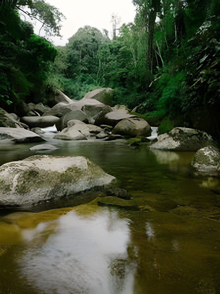 No topo das árvores, próximo à cachoeira