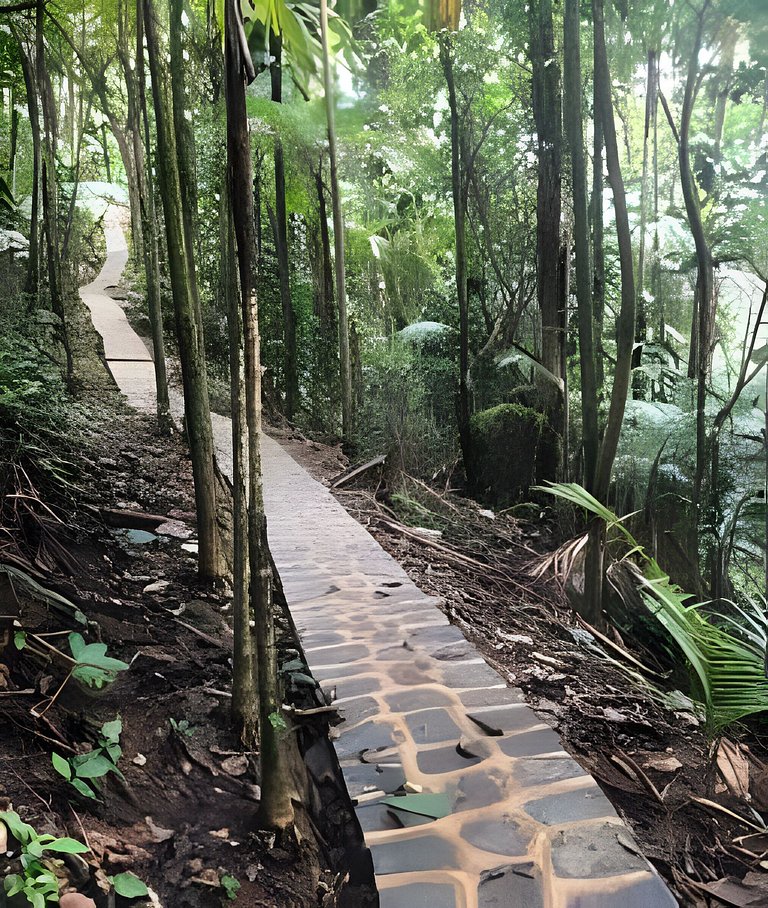 Refugio aconchegante e futurista na floresta
